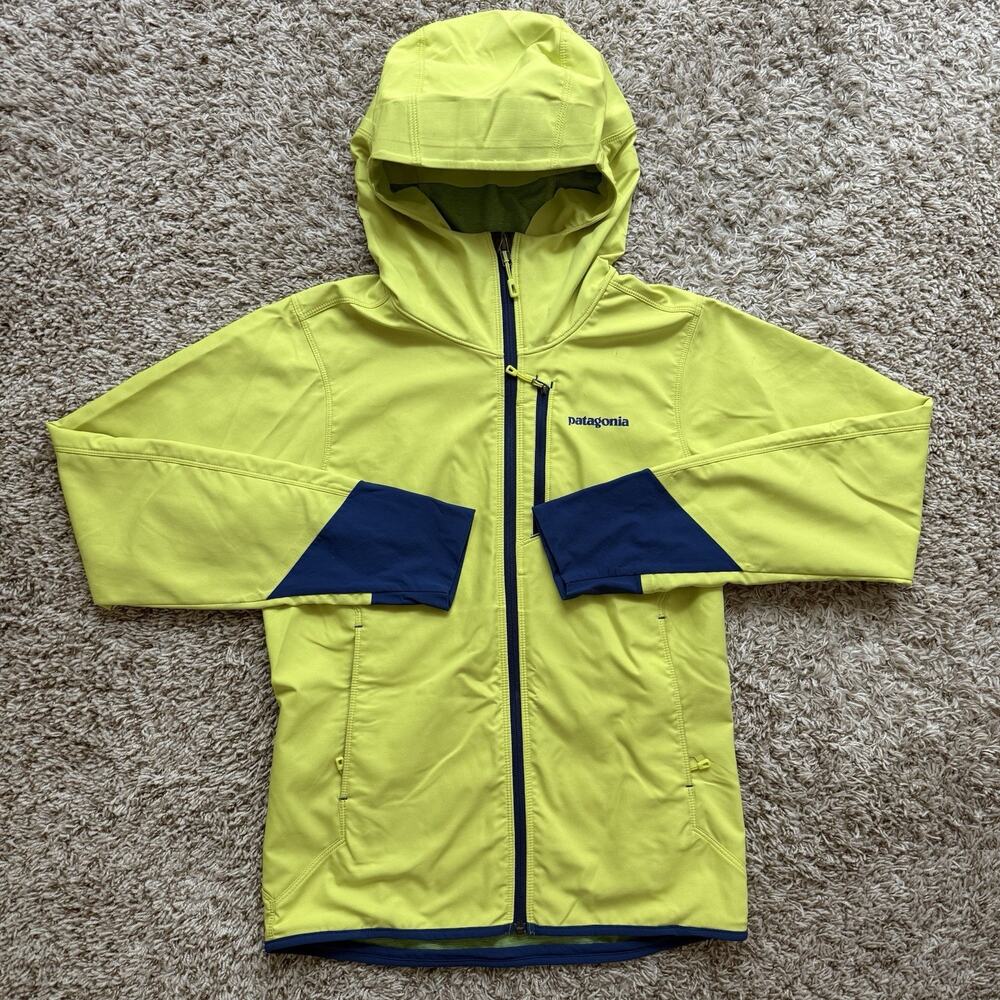 Patagonia Levitation Hoody Soft Shell Jacket Men’s Size XS Neon Yellow Full Zip